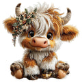 Christmas Highland Cow Fabric Panel 6