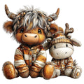 Christmas Highland Cow Fabric Panel 8