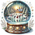 Christmas Snow Globes Fabric Panel 33