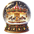 Christmas Snow Globes Fabric Panel 8