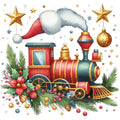 Christmas Spirit Trains Fabric Panel 1