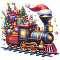Christmas Spirit Trains Fabric Panel 11