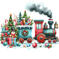 Christmas Spirit Trains Fabric Panel 12