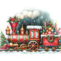 Christmas Spirit Trains Fabric Panel 16
