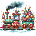 Christmas Spirit Trains Fabric Panel 19
