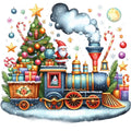Christmas Spirit Trains Fabric Panel 2