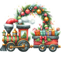 Christmas Spirit Trains Fabric Panel 3