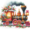 Christmas Spirit Trains Fabric Panel 4