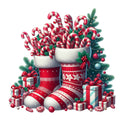 Christmas Stockings and Candy Canes Fabric Panel 11