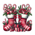 Christmas Stockings and Candy Canes Fabric Panel 13