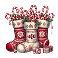 Christmas Stockings and Candy Canes Fabric Panel 14