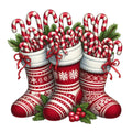 Christmas Stockings and Candy Canes Fabric Panel 18