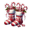 Christmas Stockings and Candy Canes Fabric Panel 4