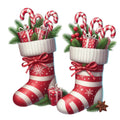 Christmas Stockings and Candy Canes Fabric Panel 6
