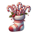 Christmas Stockings and Candy Canes Fabric Panel 7