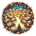 Christmas Villages Fabric Panel 13