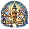 Christmas Villages Fabric Panel 36