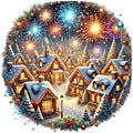 Christmas Villages Fabric Panel 86