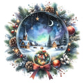 Christmas Winter Scene 10 Fabric Panel