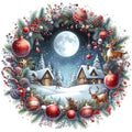 Christmas Winter Scene 16 Fabric Panel