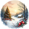 Christmas Winter Scene 2 Fabric Panel