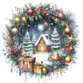 Christmas Winter Scene 23 Fabric Panel