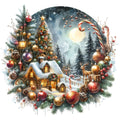 Christmas Winter Scene 28 Fabric Panel