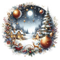 Christmas Winter Scene 30 Fabric Panel