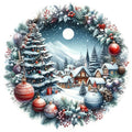 Christmas Winter Scene 31 Fabric Panel