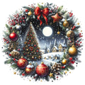 Christmas Winter Scene 8 Fabric Panel