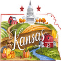 Classic US States Fabric Panel 33