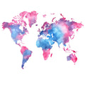 Colorful World Map Fabric Panel 20