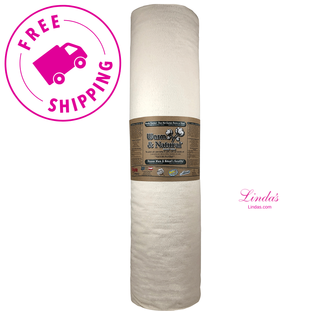 Warm & Natural® Unbleached Needle-Punched Cotton Quilt Batting – 90" x 20 Yard Bolt