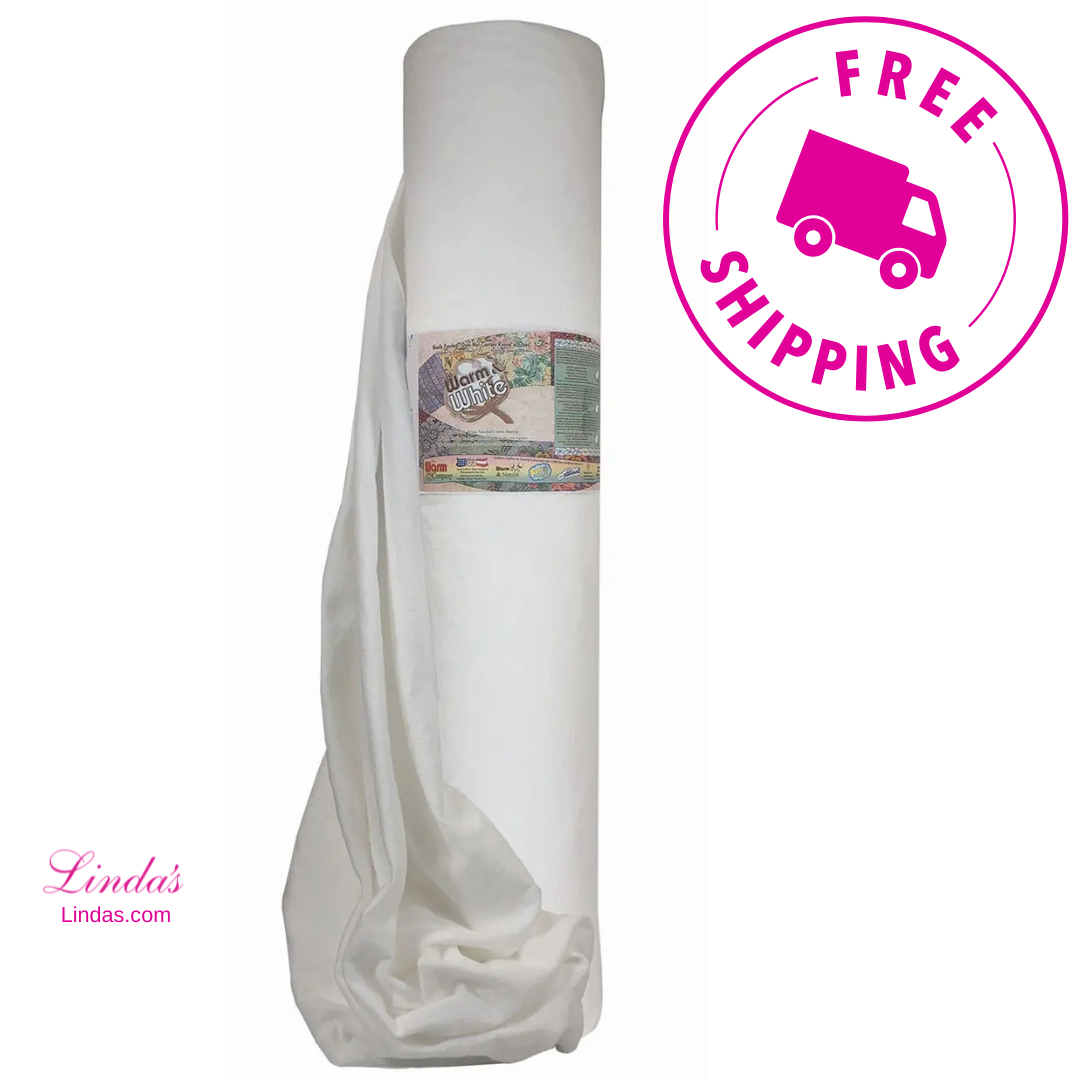 Warm & White® Extra-Wide White Cotton Quilt Batting – 124" x 30 Yard Bolt