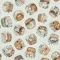 Cotton Tails - Rabbit and Basket Toss - Sage Green 44" / 45" Fabric Per Yard