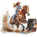 Cowgirls Barrel Racing Fabric Panel 7
