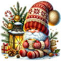 Cozy Christmas Gnomes Fabric Panel 10