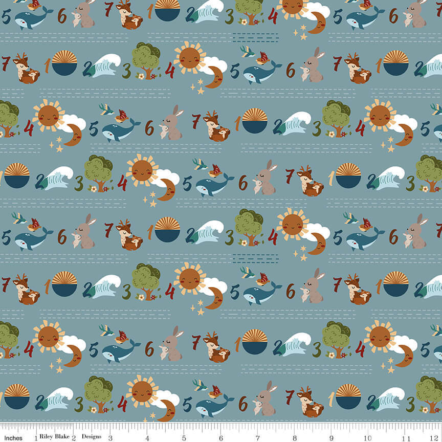 Created with Love - Seven Days - Sky 44" / 45" Fabric Per Yard