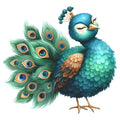Cute Adorable Peacocks Fabric Panel 15