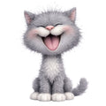 Cute Gray Cat Fabric Panel 1