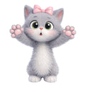 Cute Gray Cat Fabric Panel 6