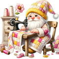 Cute Sewing Gnomes Fabric Panel 11