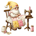 Cute Sewing Gnomes Fabric Panel 12