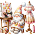 Cute Sewing Gnomes Fabric Panel 18