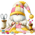 Cute Sewing Gnomes Fabric Panel 19