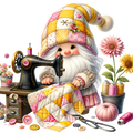 Cute Sewing Gnomes Fabric Panel 20