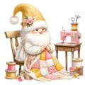 Cute Sewing Gnomes Fabric Panel 21