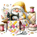 Cute Sewing Gnomes Fabric Panel 3