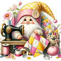 Cute Sewing Gnomes Fabric Panel 5