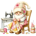 Cute Sewing Gnomes Fabric Panel 9